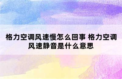 格力空调风速慢怎么回事 格力空调风速静音是什么意思